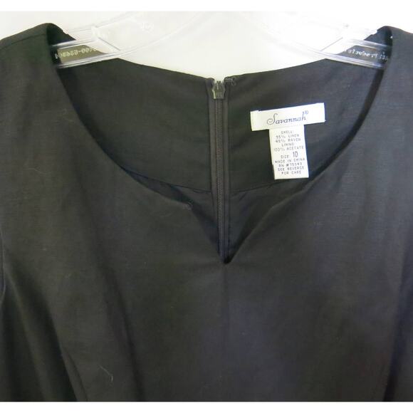 SAVANNAH Sleeveless Linen Dress Size 10 Women Sheath Mid Length Business Black - Picture 3 of 9
